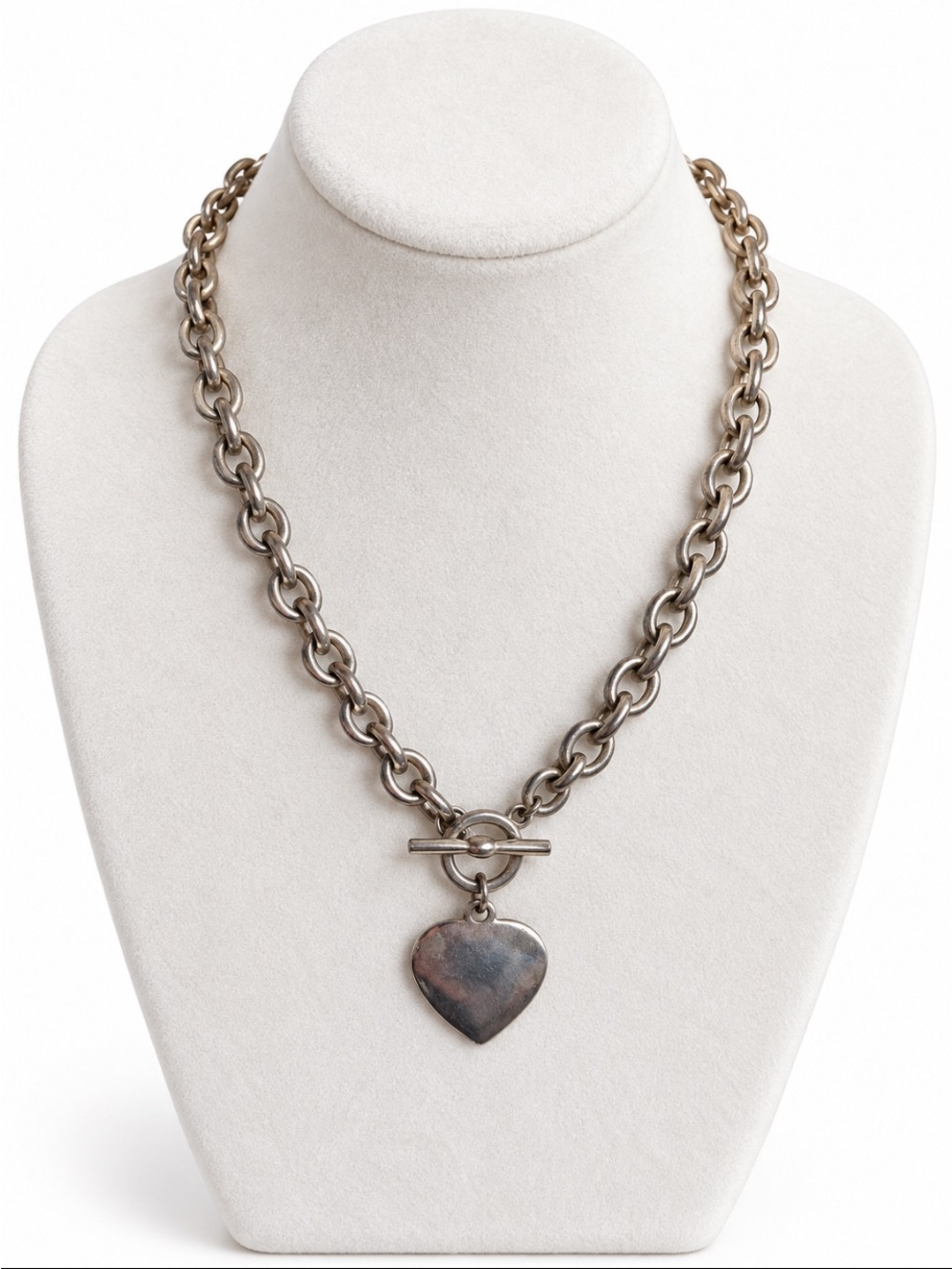 Silver-Tone Heart Toggle Necklace